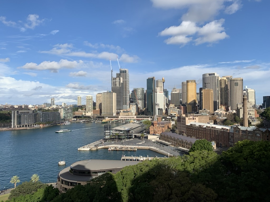 Sydney Harbour and the city's financial district in daylight